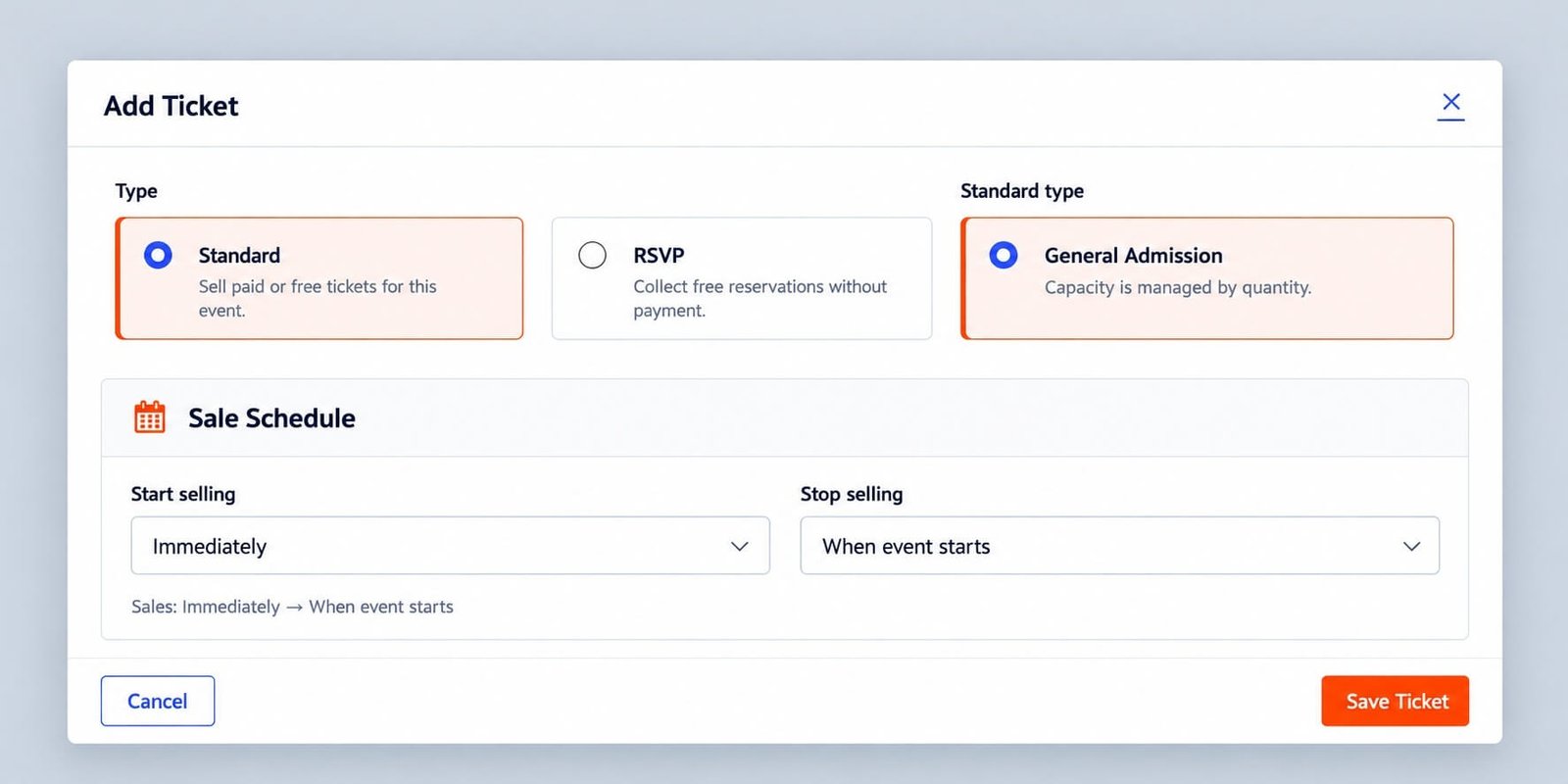 Eventixa frontend ticket showing remaining ticket availability