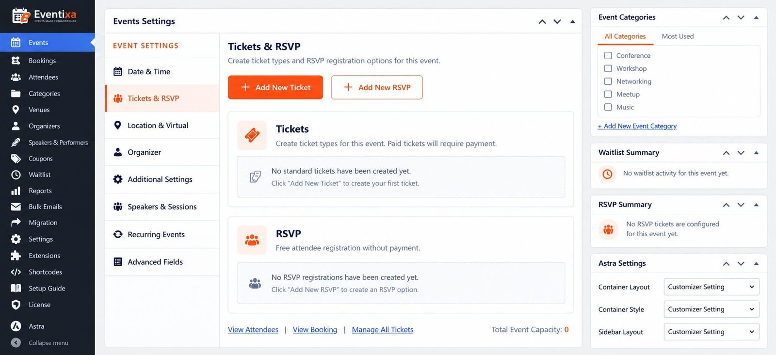 Edit Eventixa event settings in WordPress