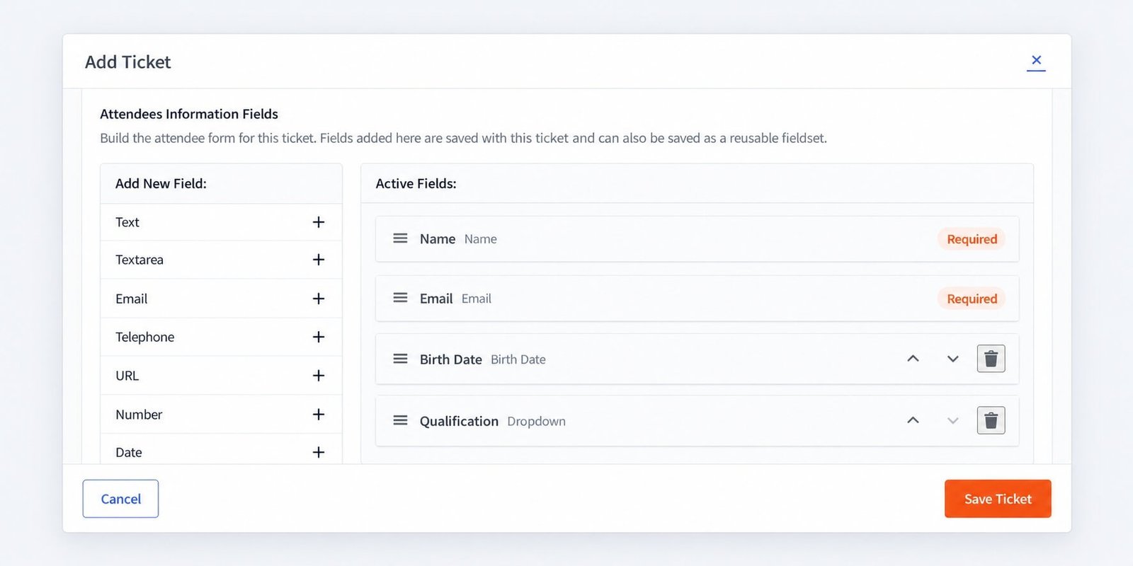 Eventixa checkout showing separate registration fields for multiple attendees